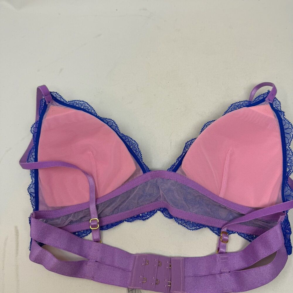 Free People Dora Larsen All Over Lace Underwire Bra in Purple & Pink 36B US 6 4 - Picture 10 of 10
